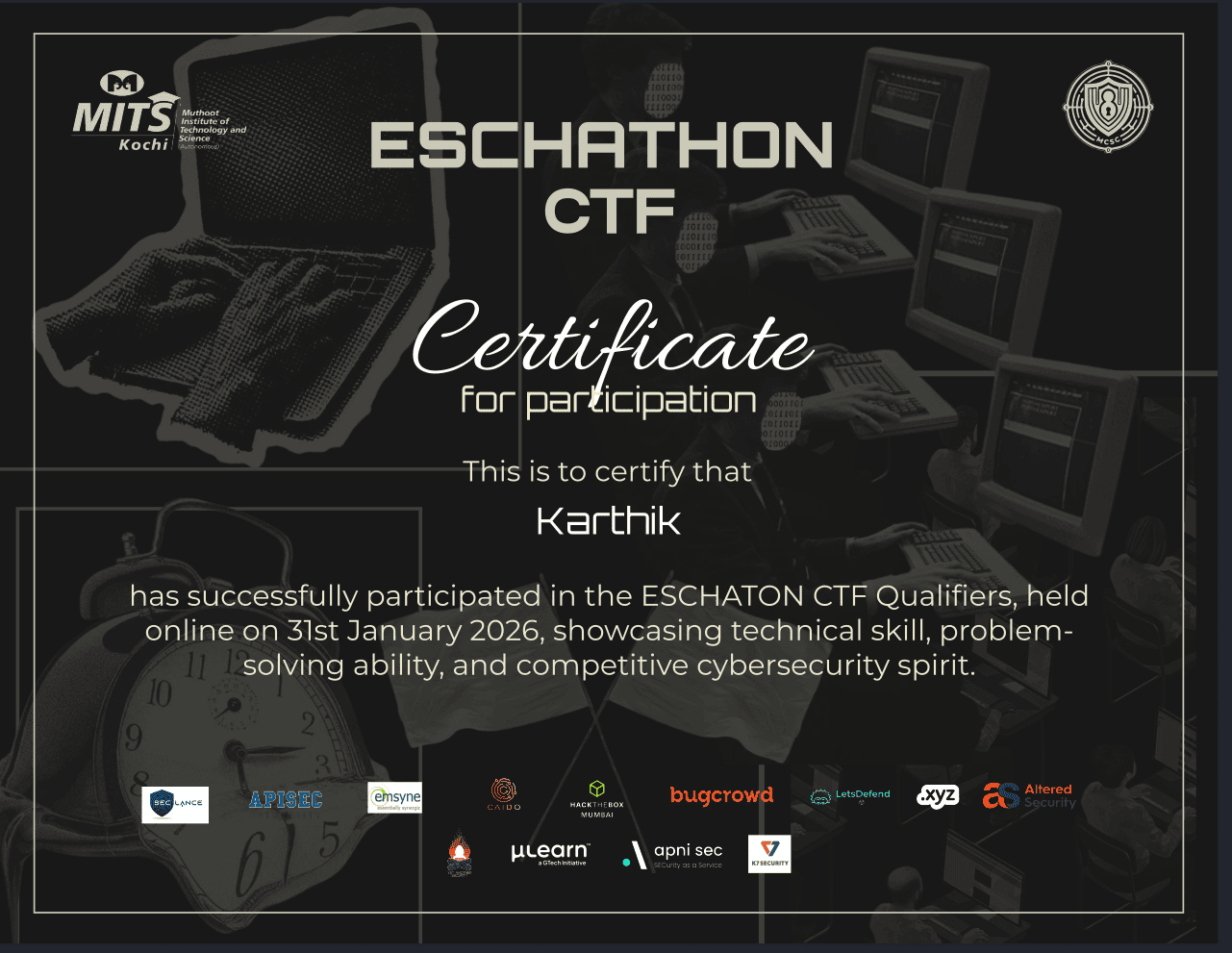 ESCHATON CTF Certificate